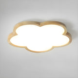 Natural Wooden Flower-Shaped Flush Mount Ceiling Light Image - 12