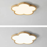 Natural Wooden Flower-Shaped Flush Mount Ceiling Light Image - 8