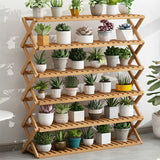 Natural Wooden Foldable Multi-Tier Crate Plant Stand Image - 1