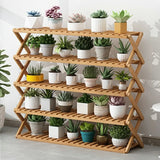 Natural Wooden Foldable Multi-Tier Crate Plant Stand Image - 18