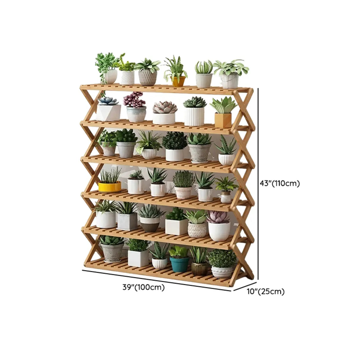 Natural Wooden Foldable Multi-Tier Crate Plant Stand 