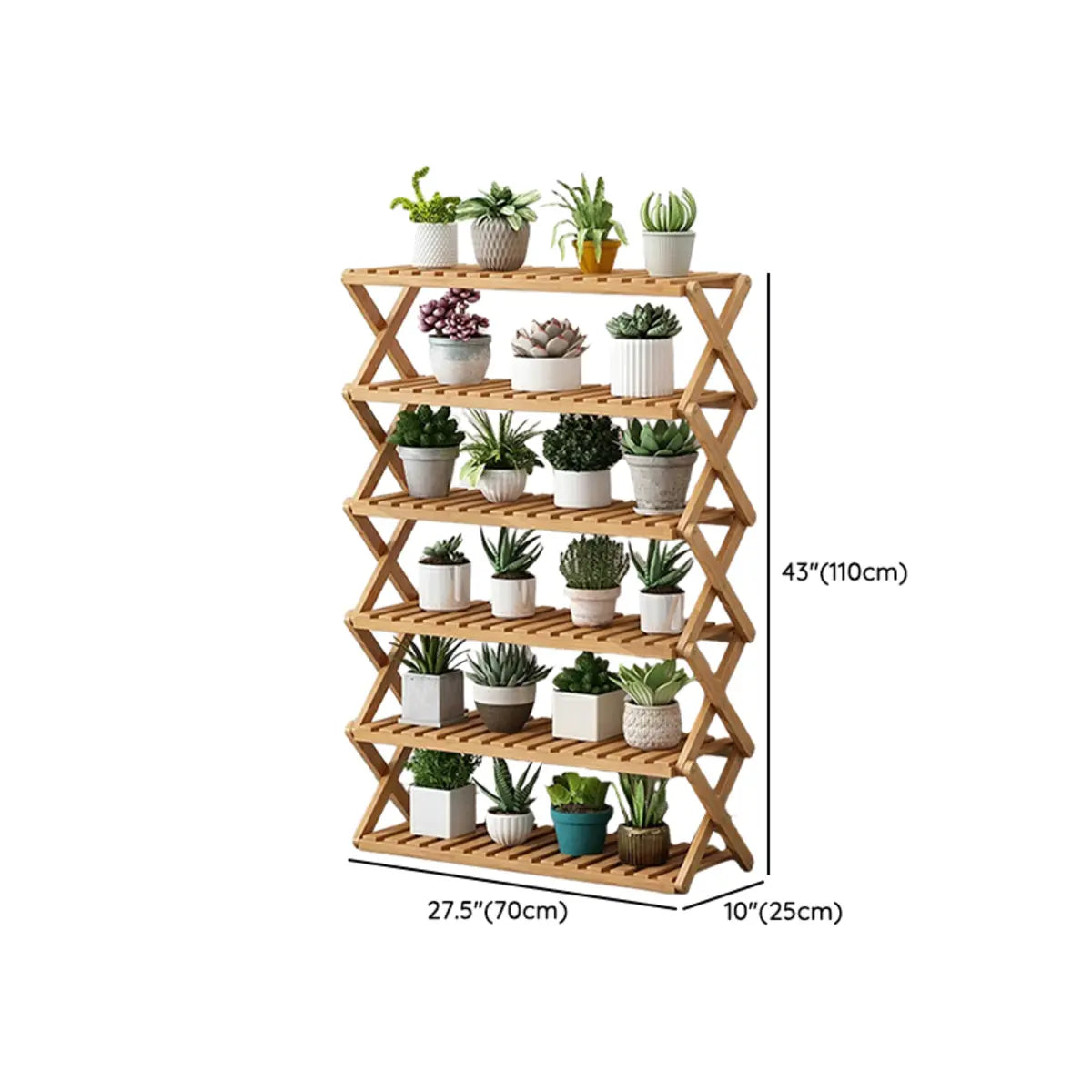 Natural Wooden Foldable Multi-Tier Crate Plant Stand Image - 22