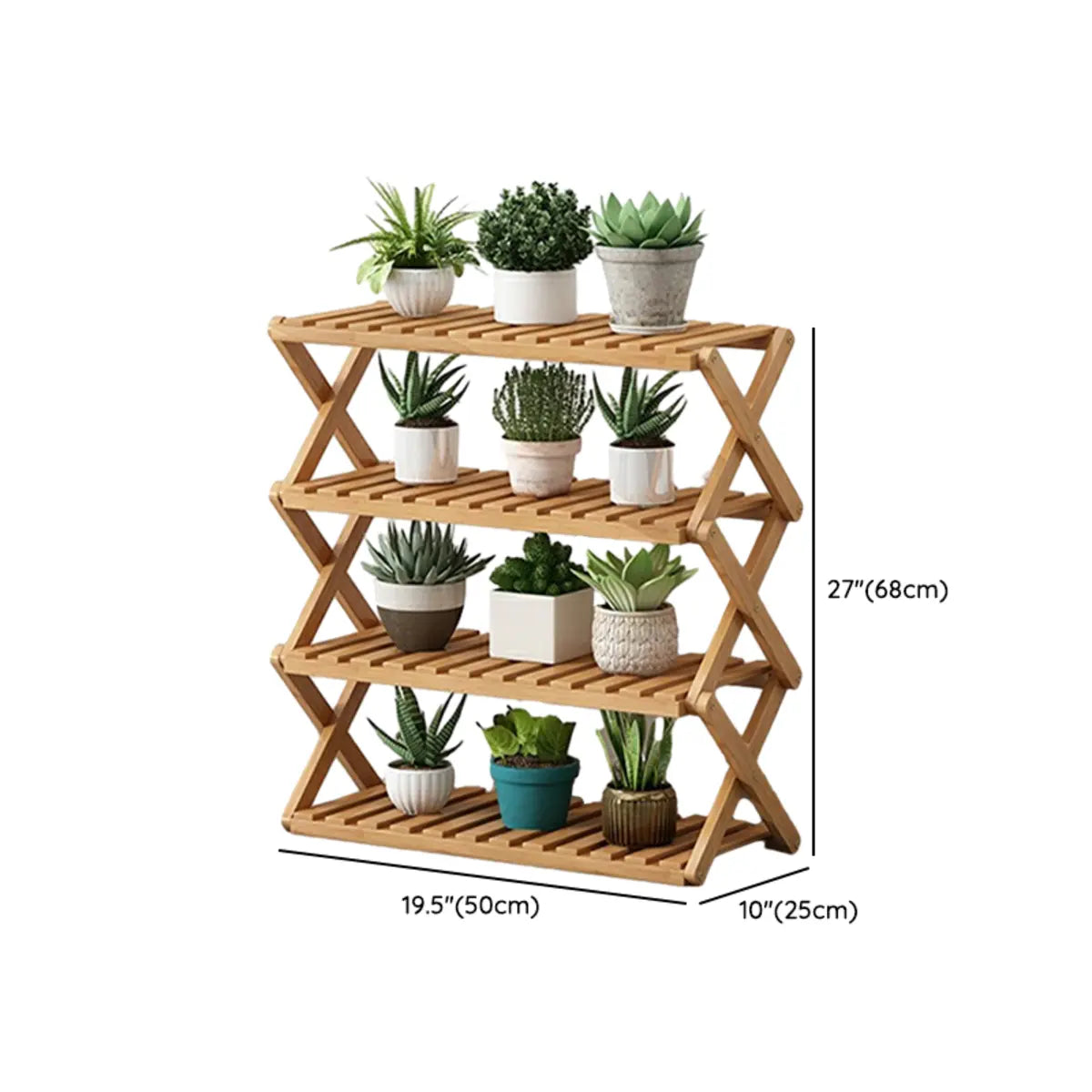 Natural Wooden Foldable Multi-Tier Crate Plant Stand Image - 23