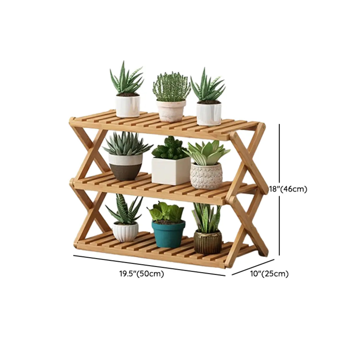 Natural Wooden Foldable Multi-Tier Crate Plant Stand Image - 26