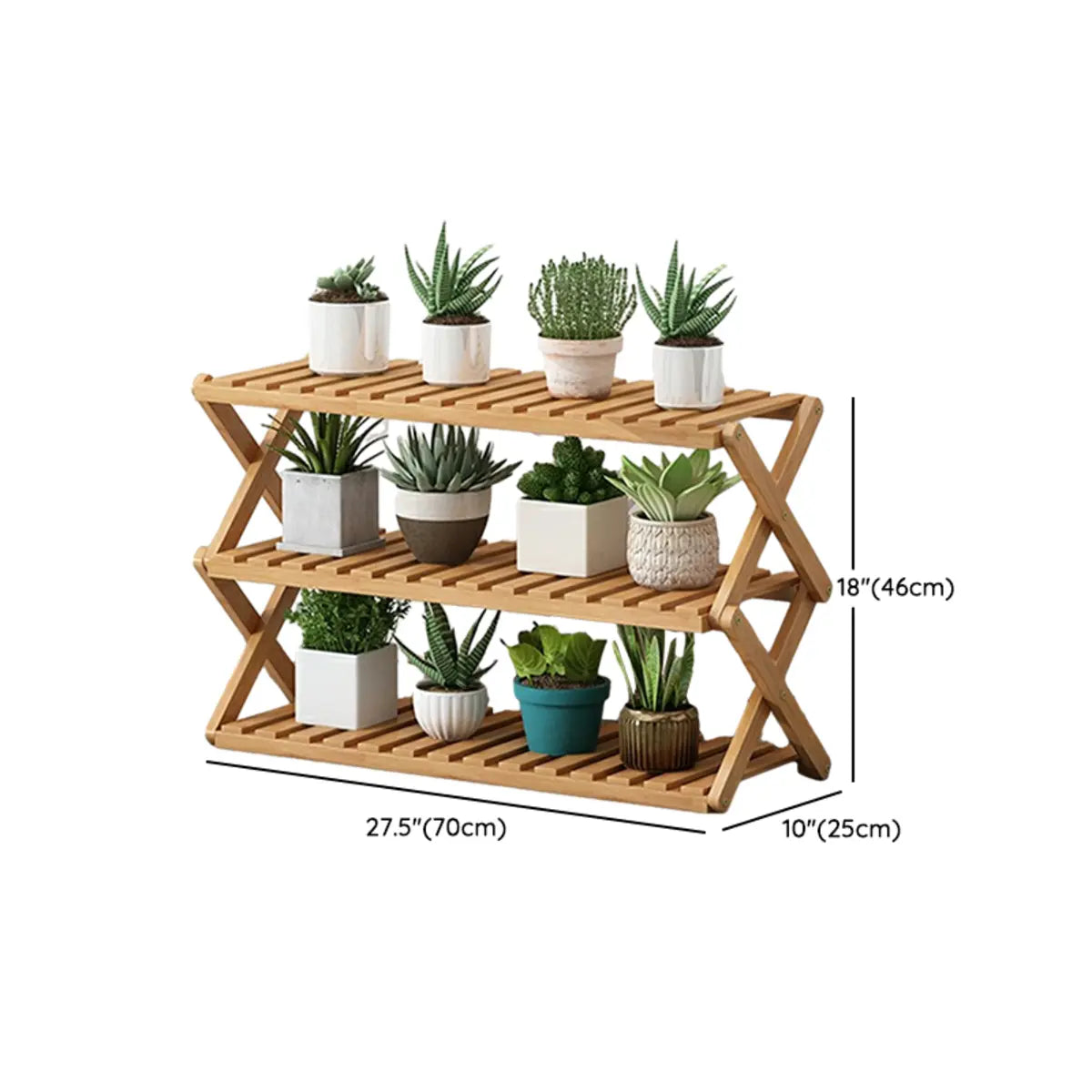 Natural Wooden Foldable Multi-Tier Crate Plant Stand Image - 27