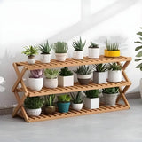 Natural Wooden Foldable Multi-Tier Crate Plant Stand Image - 4