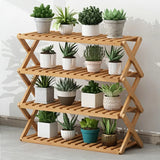 Natural Wooden Foldable Multi-Tier Crate Plant Stand Image - 7