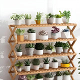 Natural Wooden Foldable Multi-Tier Crate Plant Stand Image - 8