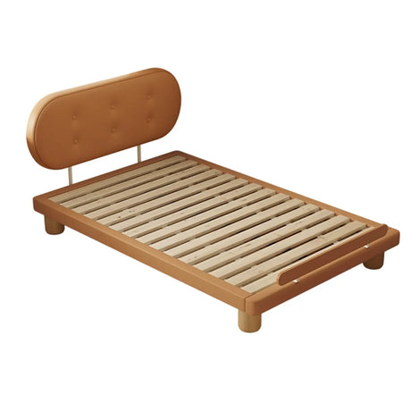 Natural Wooden Frame Standard Kids Bed with Footboard Image - 2