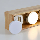 Natural Wooden Square Flush Mount Ceiling Light 4-Light Image - 11