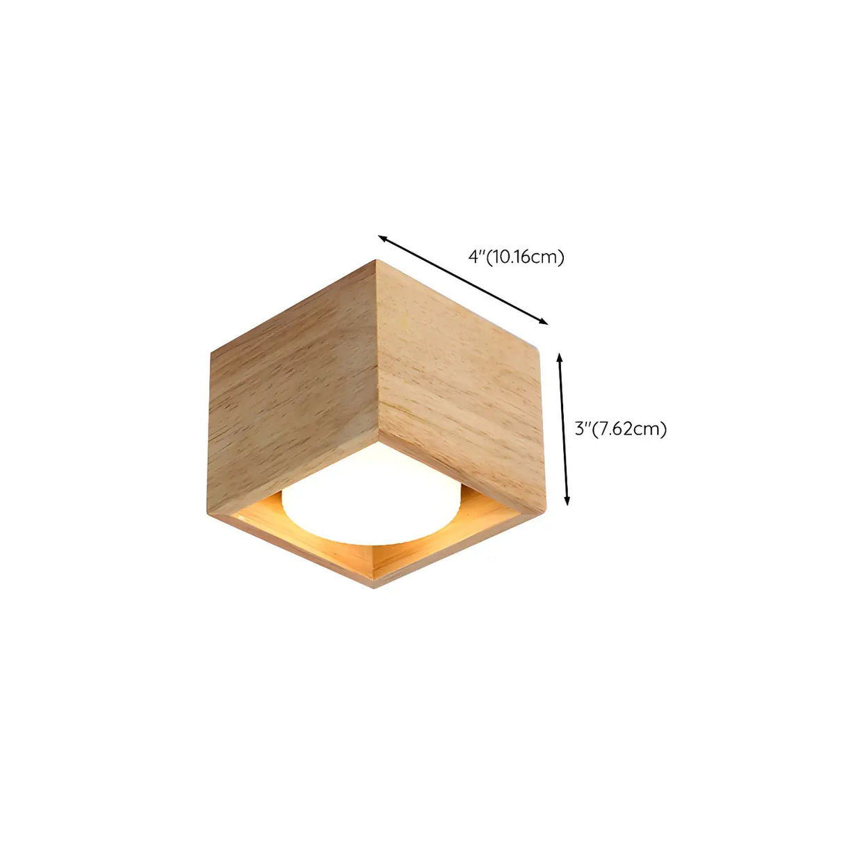 Natural Wooden Square Flush Mount Ceiling Light 4-Light 