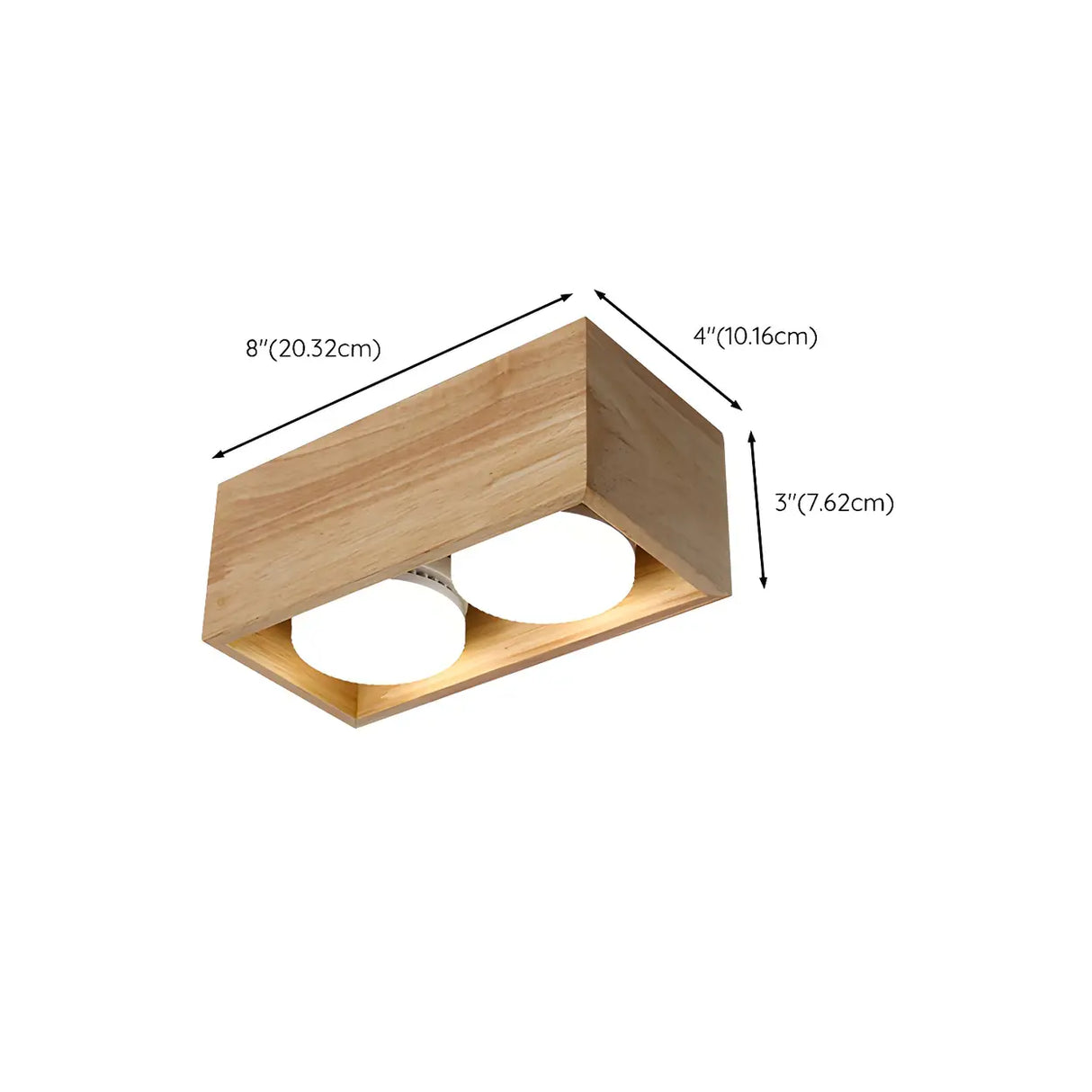 Natural Wooden Square Flush Mount Ceiling Light 4-Light Image - 15