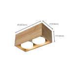 Natural Wooden Square Flush Mount Ceiling Light 4-Light Image - 15