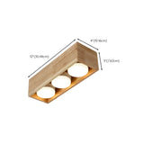 Natural Wooden Square Flush Mount Ceiling Light 4-Light Image - 16