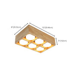 Natural Wooden Square Flush Mount Ceiling Light 4-Light Image - 18