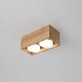 Natural Wooden Square Flush Mount Ceiling Light 4-Light Image - 3