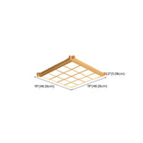 Natural Wooden Square Grid LED Flush Mount Ceiling Lamp Image - 10