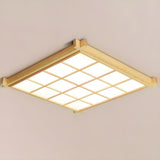 Natural Wooden Square Grid LED Flush Mount Ceiling Lamp Image - 4