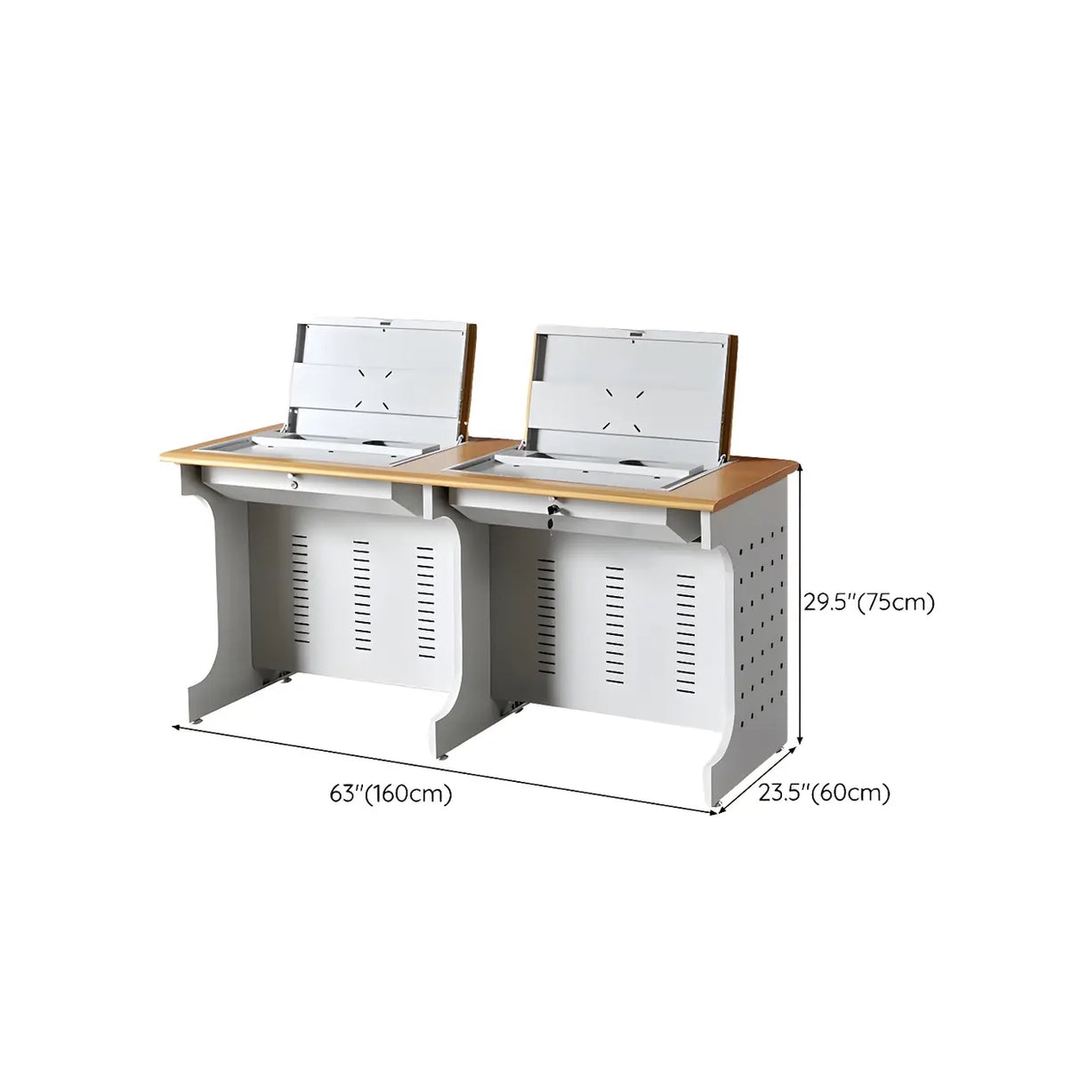 Natural Wooden White Sled Base Double Computer Desk 