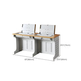 Natural Wooden White Sled Base Double Computer Desk #size