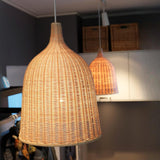 Natural Woven Rattan Bell Cone Pendant Light Image - 1