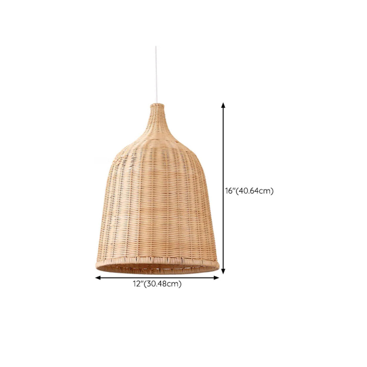 Natural Woven Rattan Bell Cone Pendant Light 