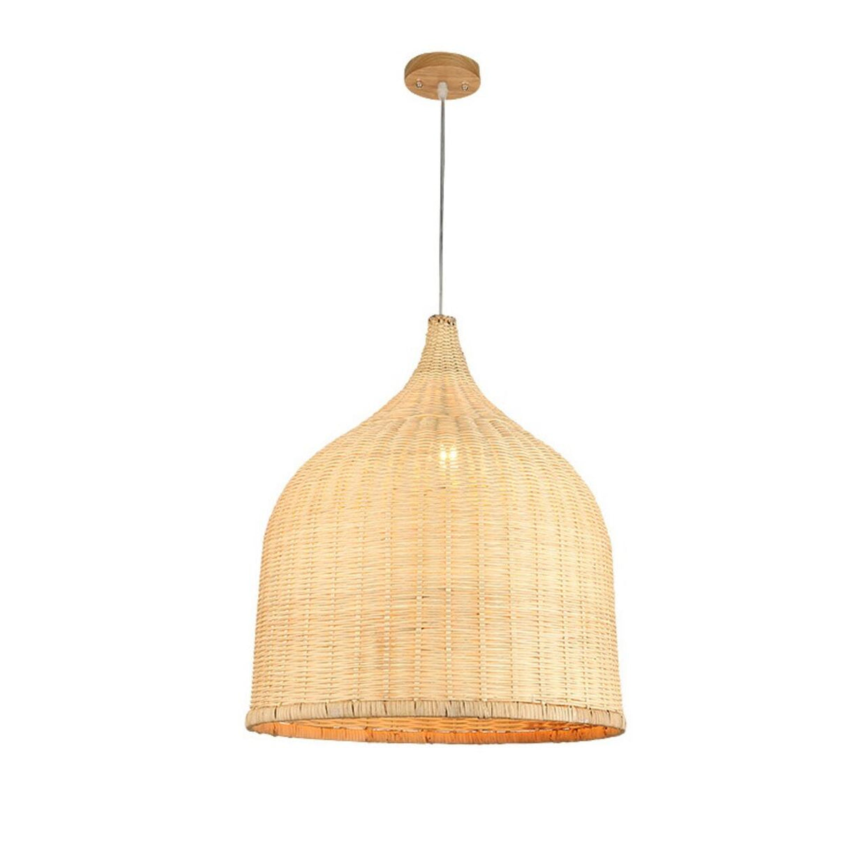 Natural Woven Rattan Bell Cone Pendant Light Image - 2