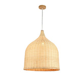 Natural Woven Rattan Bell Cone Pendant Light Image - 2