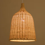 Natural Woven Rattan Bell Cone Pendant Light Image - 8