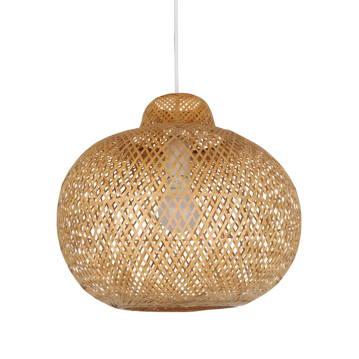 Natural Woven Rattan Globe Lantern Restaurant Pendant Light Image - 3