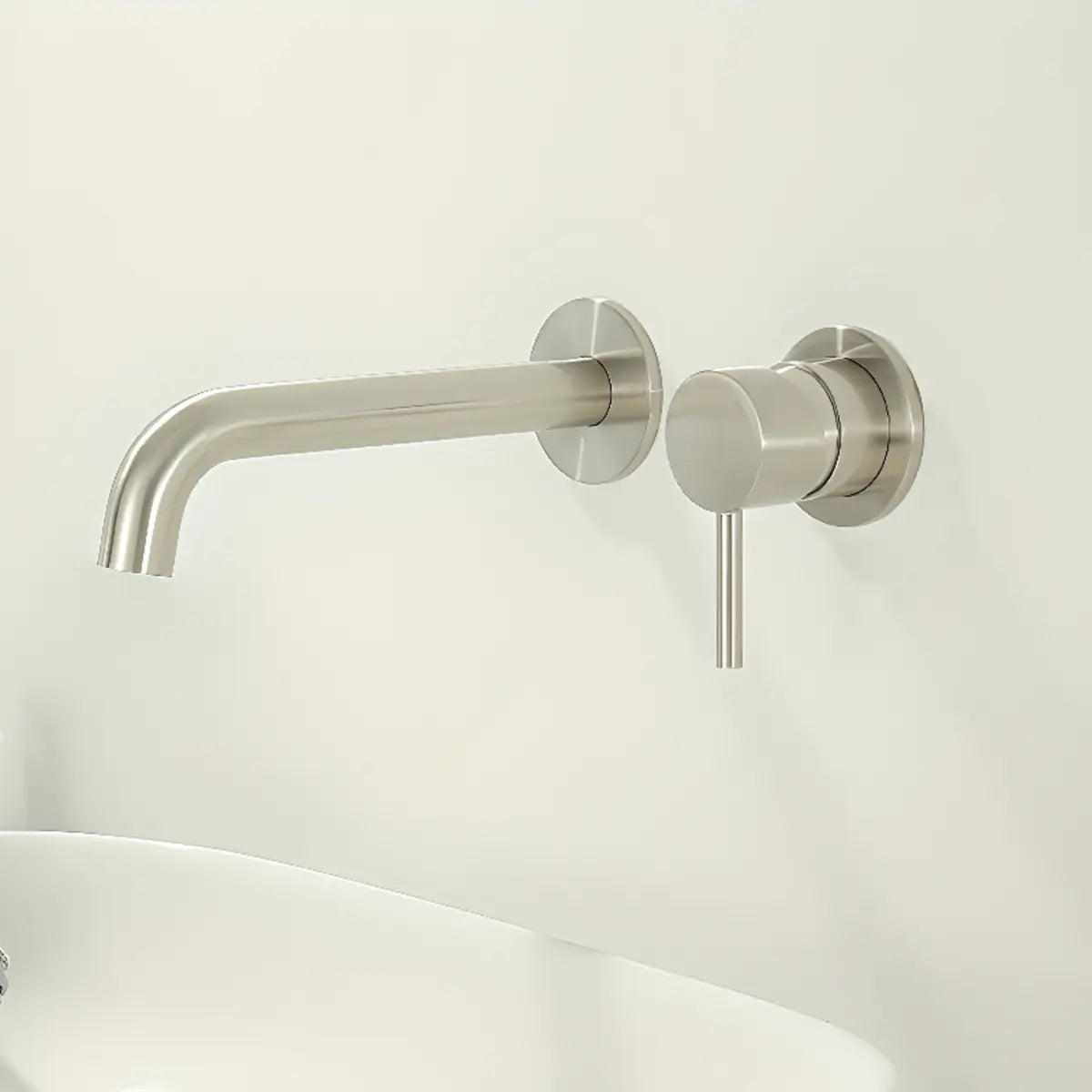 Nickel Finish Low Arc Wall Mounted Faucets with Aerator Image - 3