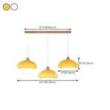 Nordic 3-Light Dome Wood LED Island Ceiling Light #size