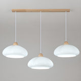 Nordic 3-Light Dome Wood LED Island Ceiling Light Image - 2