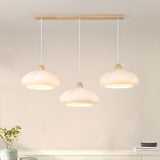 Nordic 3-Light Dome Wood LED Island Ceiling Light Image - 4