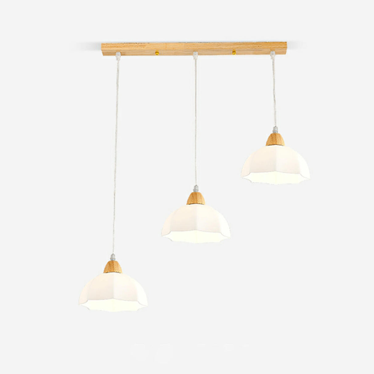 Nordic 3-Light Dome Wood Metal Island Pendant Lights Image - 3