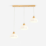 Nordic 3-Light Dome Wood Metal Island Pendant Lights Image - 3