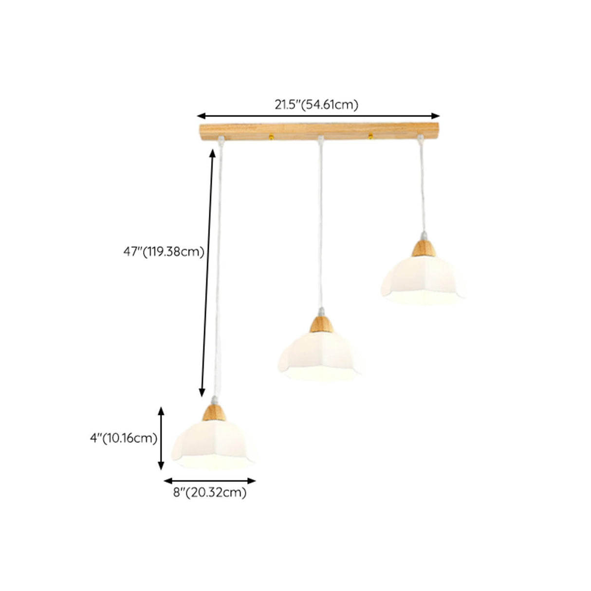 Nordic 3-Light Dome Wood Metal Island Pendant Lights 