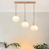 Nordic 3-Light Globe Wooden Island Pendant Light Image - 4