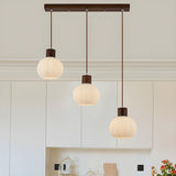 Nordic 3-Light Globe Wooden Island Pendant Light Image - 5