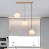 Nordic 3-Light Globe Wooden Island Pendant Light Image - 6