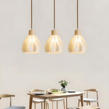 Nordic 3-Light Petal Wooden Island Pendant Light Image - 4