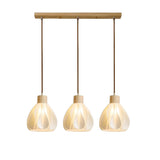 Nordic 3-Light Petal Wooden Island Pendant Light Image - 6