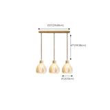 Nordic 3-Light Petal Wooden Island Pendant Light #size