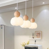 Nordic 3-Light Pumpkin Wooden Island Pendant Light Image - 5