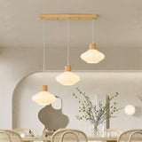 Nordic 3-Light Saucer Wooden Island Pendant Light Image - 1