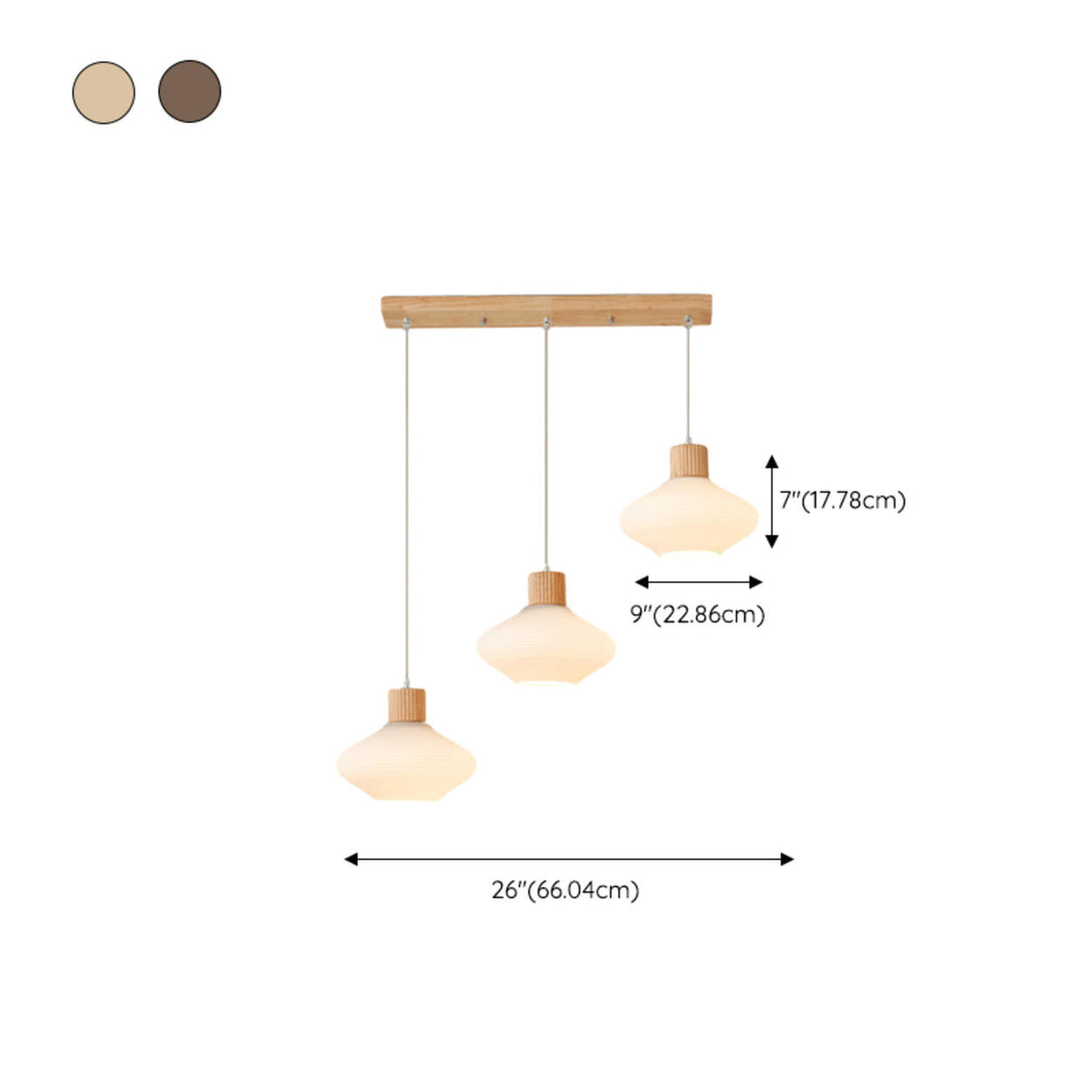 Nordic 3-Light Saucer Wooden Island Pendant Light 