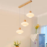 Nordic 3-Light Saucer Wooden Island Pendant Light Image - 5