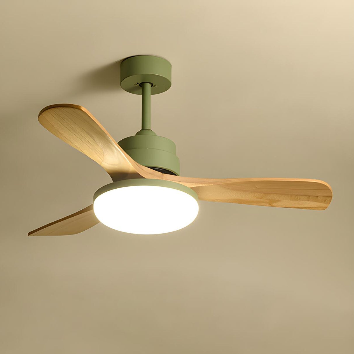 Nordic 3 Wooden Fan Blades LED Ceiling Fan with Light Image - 13