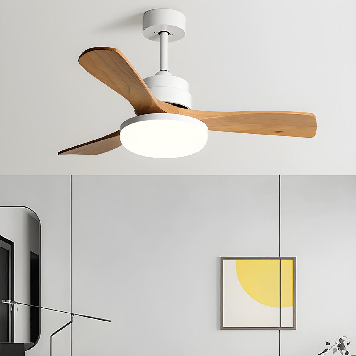 Nordic 3 Wooden Fan Blades LED Ceiling Fan with Light Image - 18