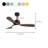 Nordic 3 Wooden Fan Blades LED Ceiling Fan with Light #size